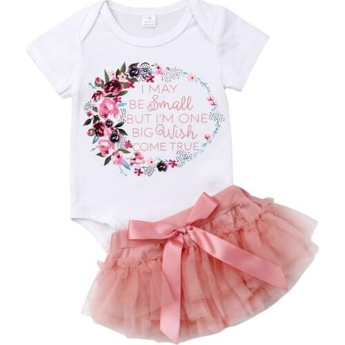 2019 Newly Valentines Day Summer Toddler Baby Girls Sets Letter Floral Print Romper Tops+Pink Tutu Skirts+Headband