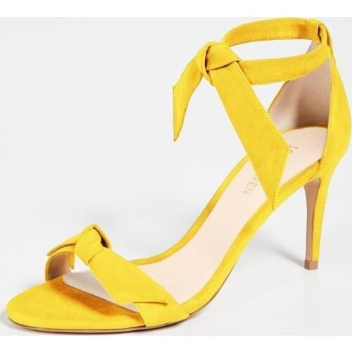 LOSLANDIFEN New Open Toe Bow Ankle Strap Women Sandals High Heels Ladies Shoes Buckle 9cm Mid Heel Summer Sandal Plus Size