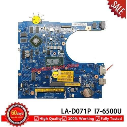 FOR Dell Inspiron 5759 5559 Laptop Motherboard PX6JH 0PX6JH CN-0PX6JH i7-6500U CPU AAL15 LA-D071P Mainboard Tested