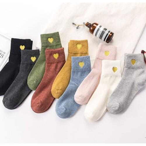 Fashion Womens Socks Love Cotton Korean Style Warm Casual Printed White Socks Girls kobieta skarpety femme chaussettes