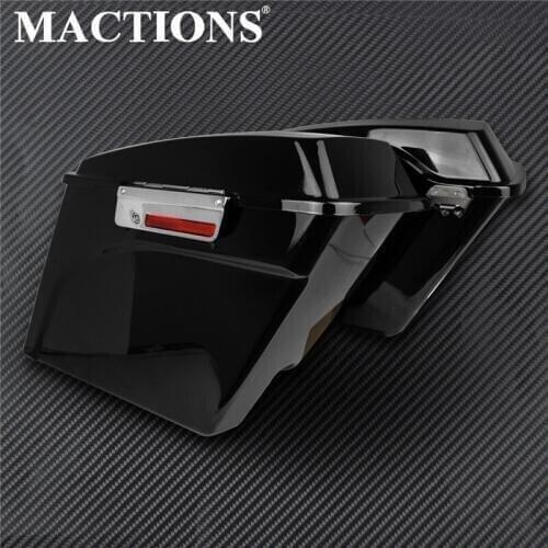 Motorcycle 5" Vivid Black Stretched Extended Hard Saddlebags For Harley Touring Road King Street Glide Electra Glide 1993-2013
