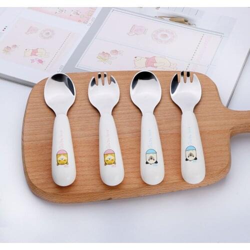 2pcs Children Dinnerware Set Fork + Spoon + Box Stainless Steel Outdoor Travel Dropshipping School Kids Tableware