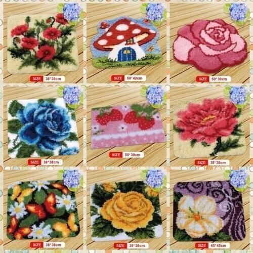 Flowers picture Diy Needlework Pillowcase cross stitch Latch hook rug kits thread embroidery kit Carpet embroidery crochet hooks