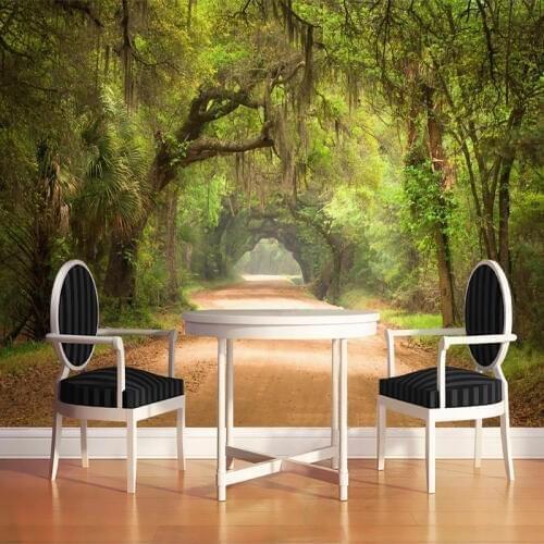 Custom Mural Wall Painting Forest Small Road Tree 3D Stereoscopic Landscape Photo Wall Paper For Living Room Kitchen Home Decor