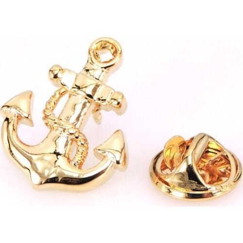 New gold boat anchor Brooch high quality mens suit Brooch Lapel Badge Pin mens Wedding Shirt Lapel Brand Jewelry Pin