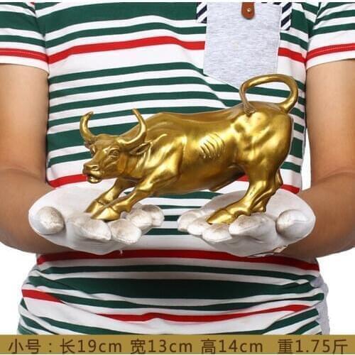 Office business stock-market Mascot -efficacious Talisman Money Drawing gold Charging Bull brass statue