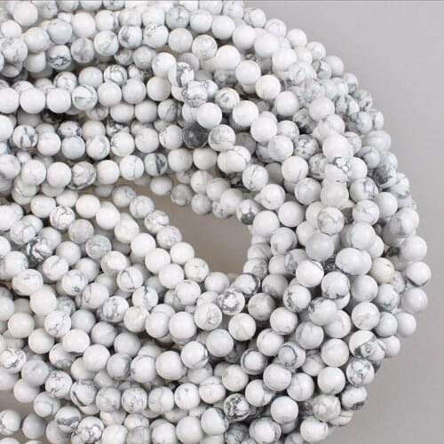 Wholesale 100Strings Natural White Howlite White Turquoises Stone Loose Beads 4 6 8 10 12mm Free Shipping DHL UPS FedEX Delivery