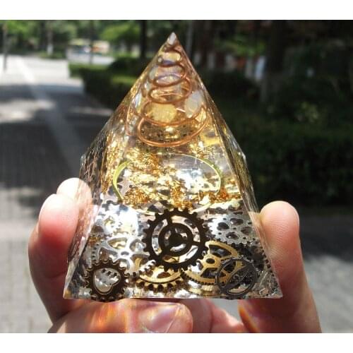 Orgonite Improve Fortune Help Business Tower Natural Crystal Energy Orgone Pyramid Decoration Process Resin Lucky Gift