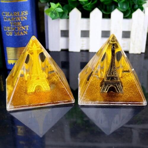 Paris Eiffel Tower Souvenir Crystal Creative Gold Powder Oil Drop Kids Birthday Gift Pen Holder Office Ornament Home Decoration