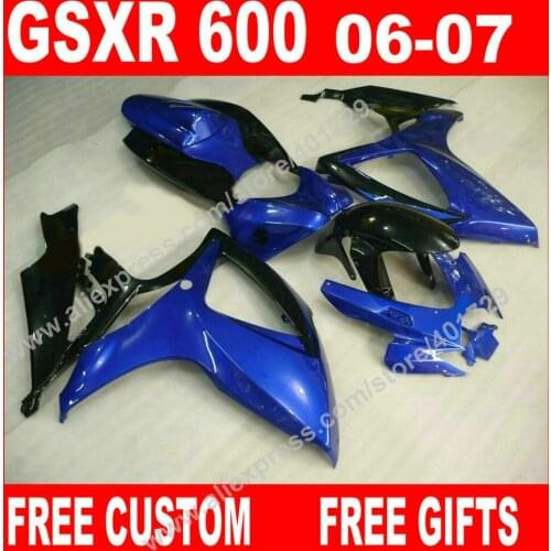 Plastic Fairings for 2006 2007 jewelry blue black motorcycle SUZUKI ABS GSXR 600 750 K6 BACARDI 7 gifts GSXR600 GSXR750 set DV83