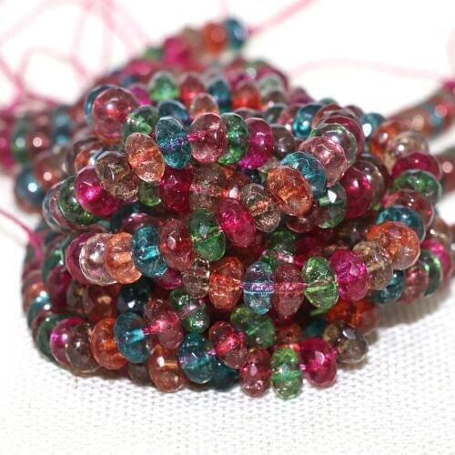 Multicolor watermelon simulated tourmaline stone 4X6mm 5X8mm charms faceted abacus gems loose beads jewelry making 15 inch B177