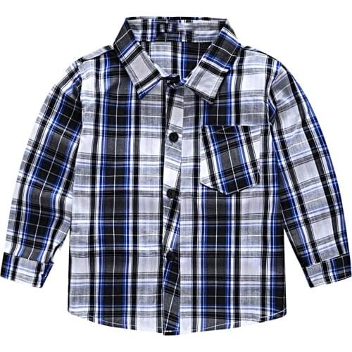 Fashion Plaid Kids Boys Shirts Cotton Long Sleeve Front Buttons Plaid Tops Baby Boy Shirts Spring Autumn Children Clothes 1-8 Y