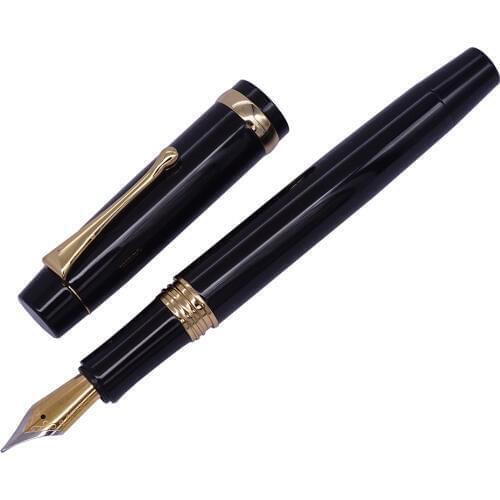 Jinhao 15 Noble Black Fountain Pen Medium Nib 0.7mm with Converter Metal Luxurious Ink Pens for Office,business,home,school