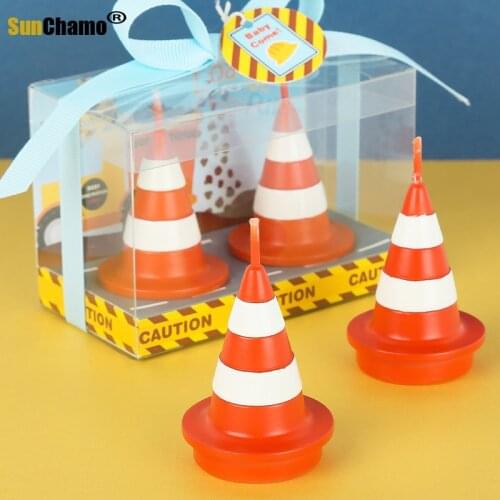 Birthday Party Supplies Smokeless Candles Boy Traffic Props Toy Cone Cake Candles Wedding Decoration Scented Candles Velas Decor