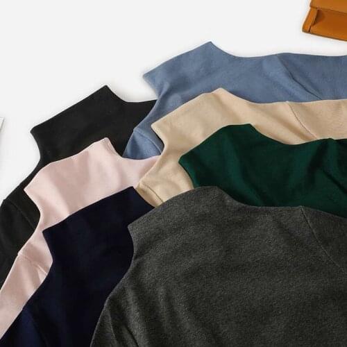 Women Cotton Fashion Shirt Solid Loose Breathable Tops Short Sleeve Turtleneck Basic Shirts Plus Size M-7XL 8XL 11 Colors