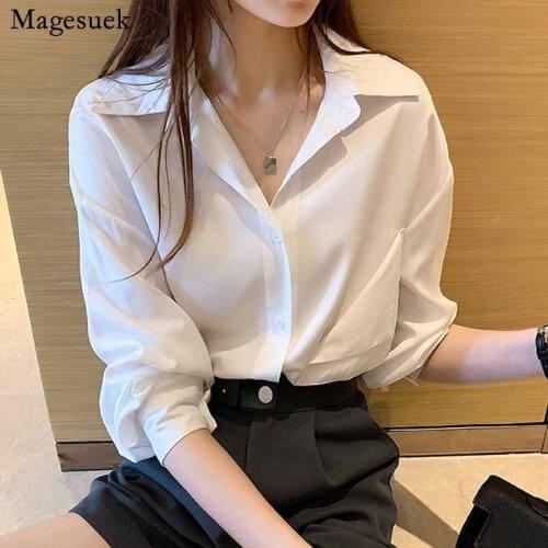 Office Lady Vintage Women 2020 New Shirt Long Sleeve Blouse Fashion Women Tops Hong Kong Style Shirt Solid Elegant Shirts 11394