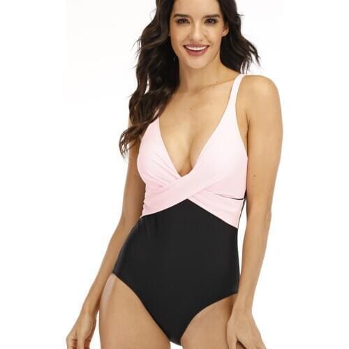 Women Sexy V-neck Stitching One-piece Sling Bathing Suit Women Bikini Set One-piece Swimsuit Swim Suit Women Sexy Swimwear