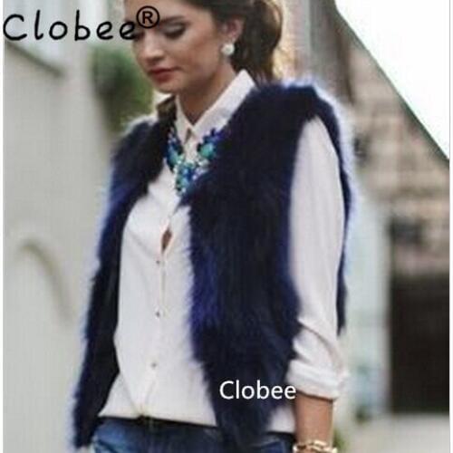 Colete de Pele Lady Fur Waistcoat Winter Womens Short Faux Fur Vest Slim Black Fur Top Sleeveless Fake Fur Vests Coat Outerwear