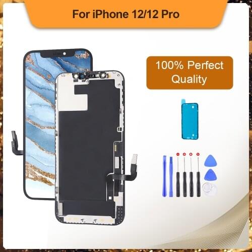 Ori LCD For iPhone 12 12 Pro OLED Screen Digitizer Assembly With Frame Display No Dead Pixel Assembly Replacement With Free Gift