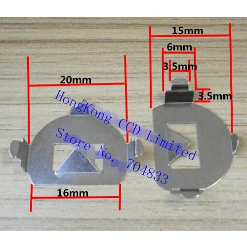 100pcs/lot CR2032 button battery holder half of the angle of the battery chip positive battery 3V battery angle