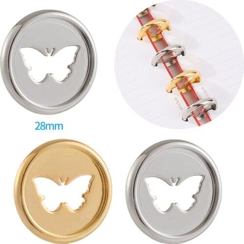 28mm 100pcs Butterfly Pattern Binding Button Buckle Binder Ring Notebook Mushroom Hole Disc Binder Plastic Disc Binding Supplies