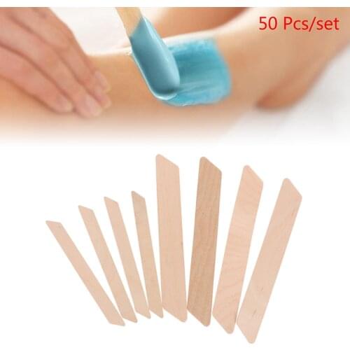 50Pcs Wooden Body Hair Removal Sticks Wax Waxing Strips Tongue Depressor Spatula