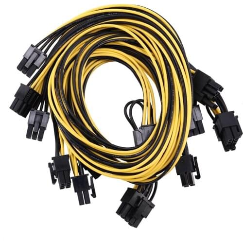 6 Pcs 6 Pin PCI-E to 8 Pin(6+2) PCI-E (Male to Male) GPU Power Cable 50cm for Image Cards Mining Server Breakout Board