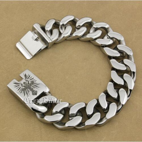 9 Lengths 316L Stainless Steel Deep Engraved Angel Cross Mens Biker Rocker Punk Bracelet Engraving Service 5D206