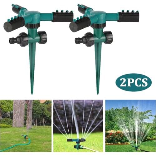 2PCS Automatic Garden Water Irrigation Sprayers 360° Rotating Lawn Sprinkler 3 Arms Sprayer System Garden Supplies