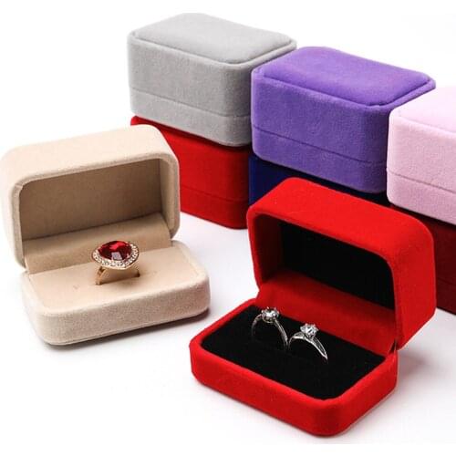 Velvet Jewelry Square Box Women Wedding Earrings Ring Display Organizer Case Fashion Elegant Jewelry Gift Box
