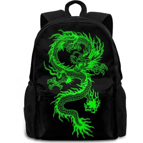 Green Dragon Pattern Large Multifunctional Backpacks for School Buiness Travelling Men Women Travelling Backpack Boys School Bag