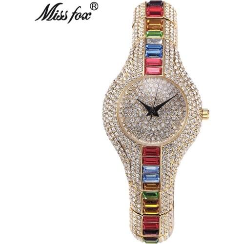 Miss Fox Austria Crystal Women Watches Luxury Ladies Gold Watch 2021 Shockproof Waterproof Small Womens Watch For Female Clock