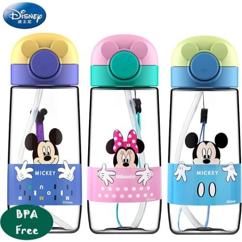 Disney Mickey Mouse Minnie Mouse Childrens Water Cup Plastic cup with straw BPA Free Boys and girls carry water cups Summer Cup