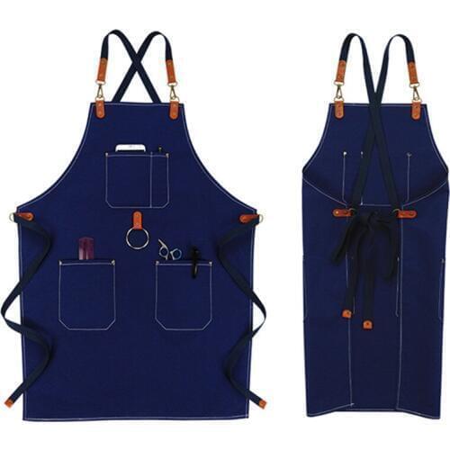 Cotton Cook Apron Crossback Straps Barista Bartender Bistro Pastry Chef Catering Uniform Florist Gardener Pet shop Work Wear K55