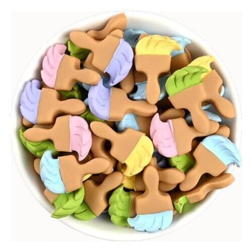 Julie Wang 10PCS Resin Cartoon Paint Brush Charms Random Color Artificial Tool Pendants Jewelry Making Accessory Decor