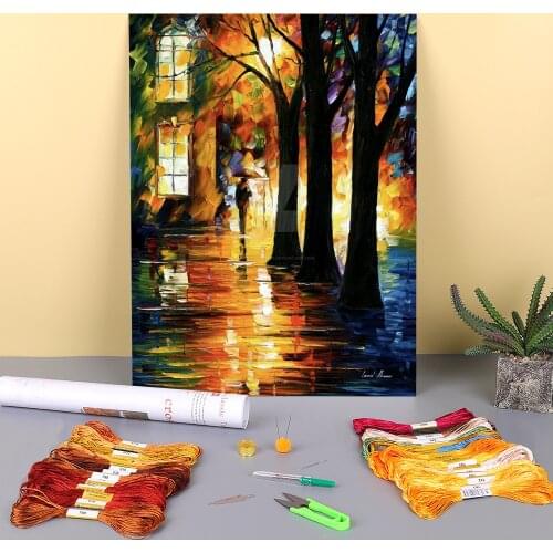 Oil Painting Style Night Way Printed Fabric 11CT Cross-Stitch Kit Embroidery DMC Threads Hobby Handmade Craft Promotions