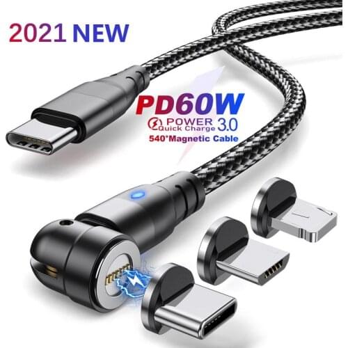 New 60W Magnetic Cable Quick Charge 4.0 USB C To Type C Cable PD Fast Charging For Huawei Xiaomi Data Charger Cable For MacBook