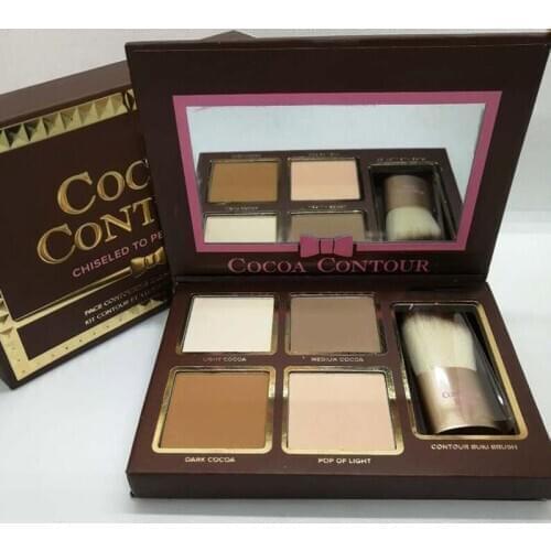 Makeup COCOA Contour Highlighters Palette Nude Color Face Concealer Chocolate Eyeshadow with Contour Buki Brush