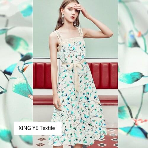 Small Floral Silk Double Joe Fabric Cloth Printed Fabric Clothing Womens Dress Shirts Tops Summer Autumn Sewing Material