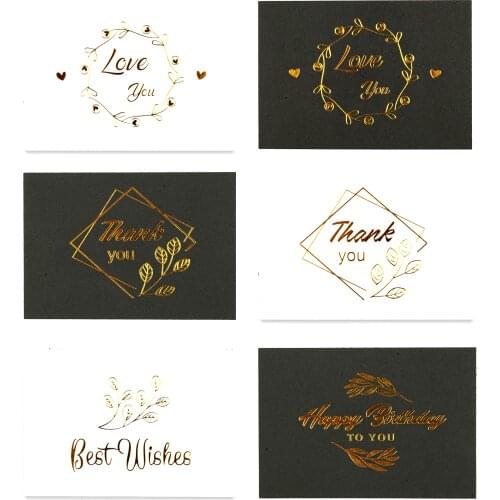 Mini Gold Thank You Greeting Cards Party Invitation Greeting Card Birthday Gift Message Cards 49pcs