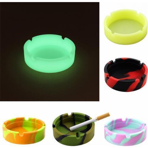 Multicolor Eco-Friendly Silicone Soft Round Ashtray Ash Tray Holder PLuminous Portable Anti-scalding Cigarette Holder Hot New