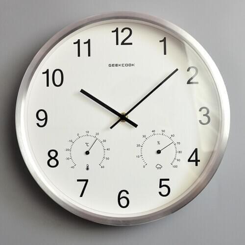 Multifunctional Creative Wall Clock Modern Design Mute Nordic Thermometer Hygrometer Home Watch Reloj Pared Living Room Decor E5