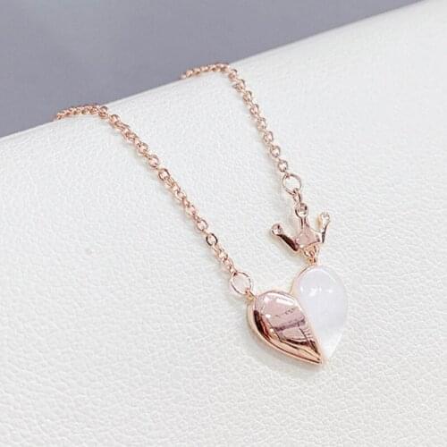 BOTU 2021 Fashion Fashionable Simple Electroplated Real Gold Peach Heart Pendant Necklace Elegant Short Female Jewelry for Women