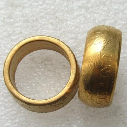 United States Coins 1804 Draped Bust Gold Plated Dollar Letter Edge Coin Ring Handmade In Sizes 9-16