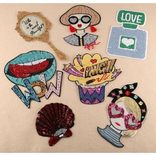 Cartoon Shell Mouth Patches for Clothes Women Fashion Lovely Girls Boy Embroidery Patch DIY Garment Sequins Clothng Decoration