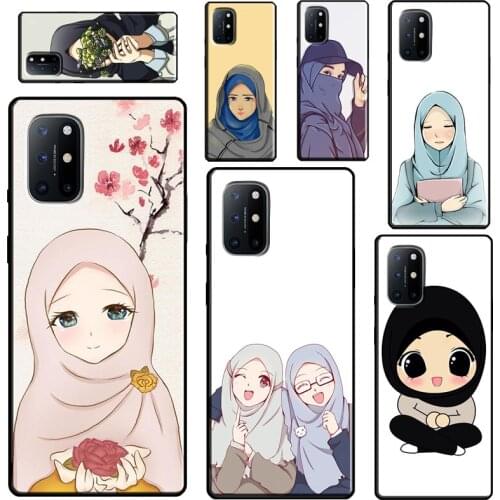 Muslim Islamic Gril Eyes Arabic Hijab For OnePlus 9 Pro 7 8 Pro 7T 8T 9R Case For Realme 8 Pro GT C3 C15 C21 Q3 6 7 Pro 7i Cover