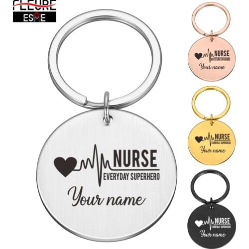 Original Keychian for Doctors Nurses Personalized Gift Support Engrave Name Keychians for Car Keys Customized Jewelry Keyring