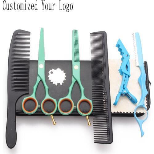 Suit 5.5" 16cm Customized Logo Hairdressers Scissors Bang Cut Cutting Scissors Thinning Shears Professional Hair Scissors C1104
