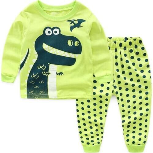 New Nightgowns Baby Children Autumn Pajamas Clothing Boys & Girl Cartoon Sleepwear Suit Kids Long-Sleeved+Pants 2-Piece