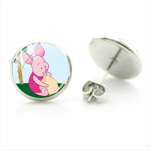 Disney Piglet Pendant Earrings Trend Handmade Classic Animation Fashion Glass Gem Gift Jewelry Earrings